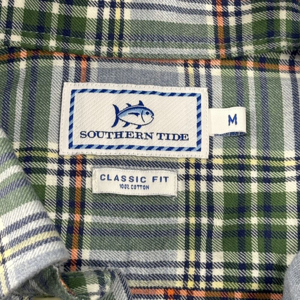 Southern Tide Men’s Classic Fit Button Down Shirt Medium Green Plaid Cotton - Picture 7 of 15